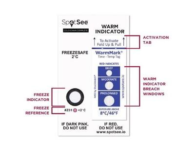 ColdChain Complete 0°-25°C, 100 stk. pk., Freeze & 3 window warm indicator card