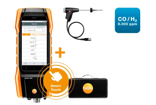 Testo 300 røggasanalysator sæt 2 (O2 og COH2), (8.000 ppm)