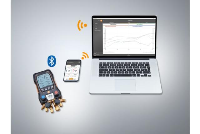 Testo 557s Kølemanifold sæt m/trådløse vakuum og temperaturfølere